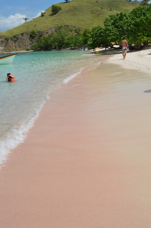 plage de sable rose